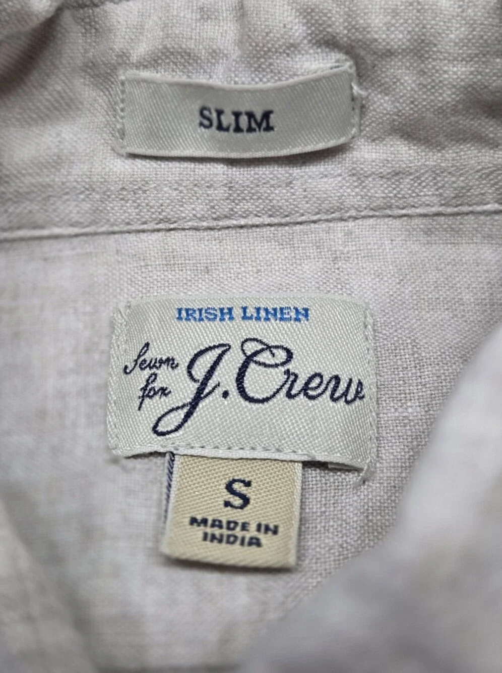 J. Crew Irish 100% Linen Button-Down Slim Fit Shirt in Light Cream Size S